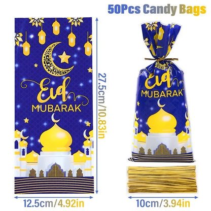 Eid Mubarak Gift Bags Plastic Candy Cookie Bag Ramadan Kareem Decoration 2025 Islamic Muslim Party Supplies Eid Gifts