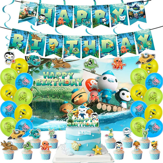 The Octonauts Birthday Party Decoration Disposable Paper Plate Ocean Captain Pirate Penguin Kids Barnacles Peso Suppies Balloons