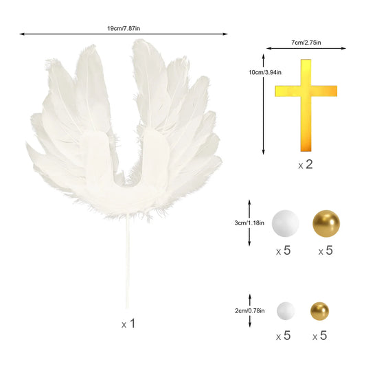 White Feathers Cake Decoration Baptism Cake and Angel Cake Decoration Cross Decoration Baptism Party Favors Baptism Party