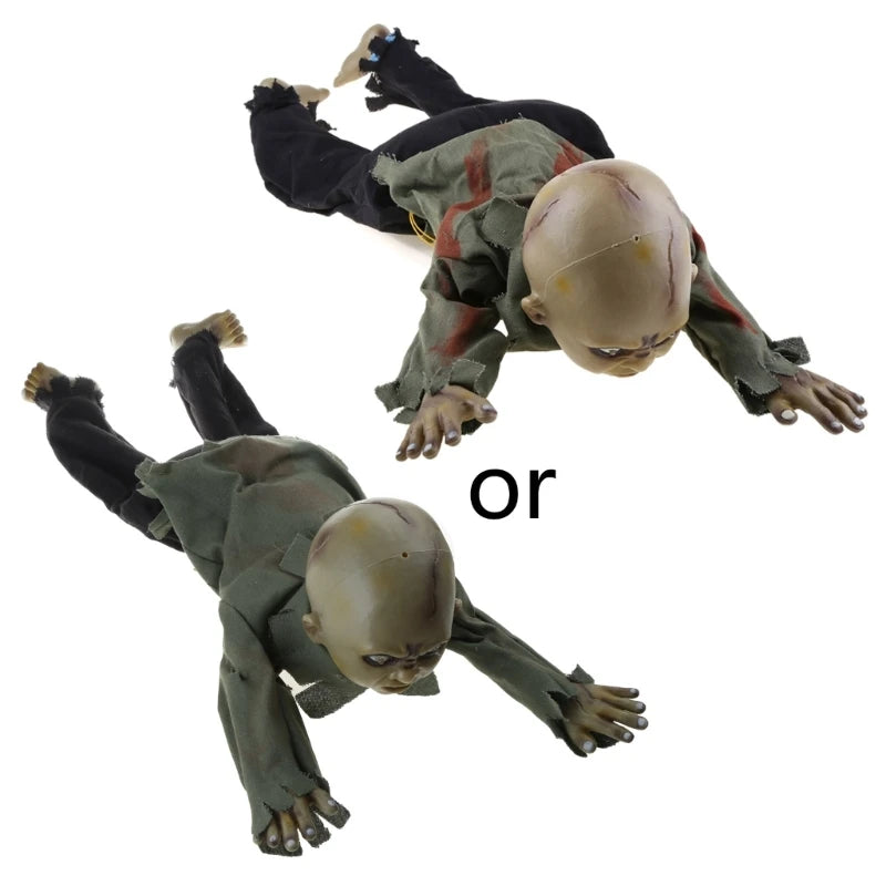 2025 New Animated Crawling Baby Zombie Scary Ghost Babies Doll Haunted Halloween Decor Props Supplies