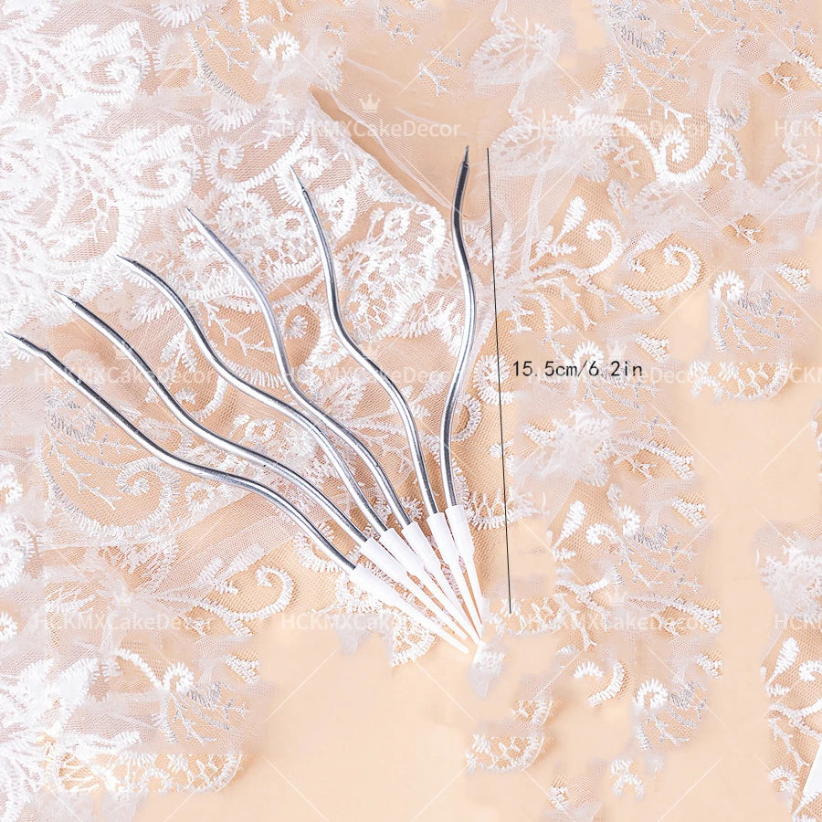 24pcs Gold Silvery Rose Gold Long Candles for Birthday Wedding Anniversary Party Cake Topper Decoration Supplies