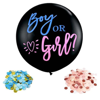 36inch Latex Balloon Black Boy Or Girl Gender Reveal Balloons With Confetti for Baby Shower Birthday Party Decor Globos Supplies