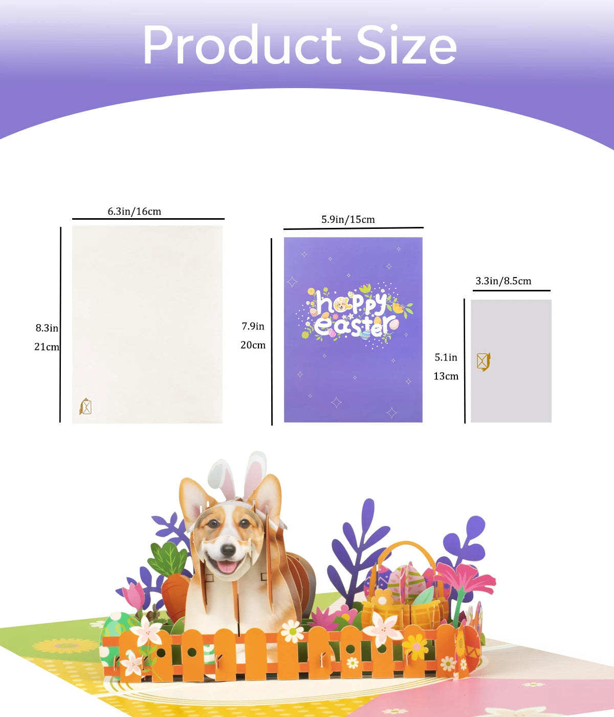 Happy Easter Pop Up Card - 3D Bunny Egg Flowers Basket Greeting Card for Easter