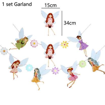 Pink Fairy Party Disposable Tableware Fairy Birthday Party Supplies Plate Cup Napkin Tablecloth Flower Fairies Birthday Decors