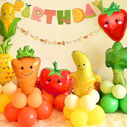 1/7pcs Strawberry Broccoli Corn Banana Tomato Orange Carrot Balloons Suitable for Birthday, Baptism, Summer Party, Fruit Theme