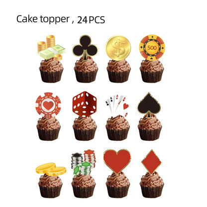 Casino Theme Cupcake Toppers Happy Birthday Casino Cake Topper  Las Vegas Casino Night Theme Birthday Party Cake Decorations