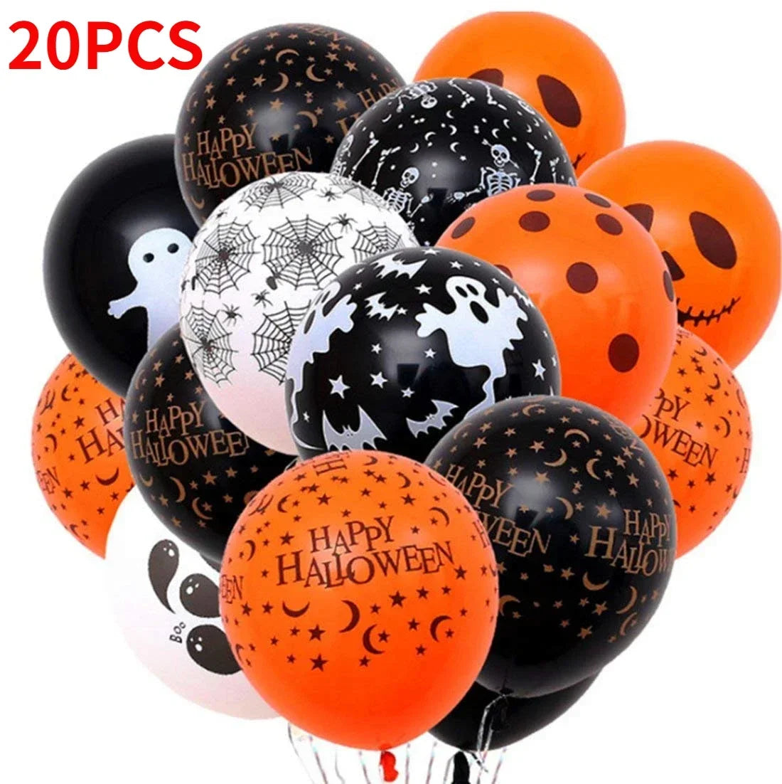 30/10Pcs Scary Halloween Balloons Kids Toys Pumpkin Skeleton Ghost Bar Party Decor Balloon Halloween Black Orange Latex Balloon
