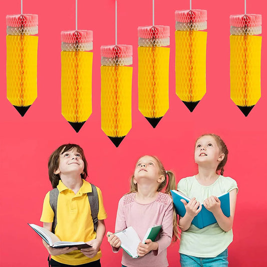 6PCS Pencil Hanging Paper Lanterns Novelty Pencil Shape Hanging Paper Lanterns For First Day Of School