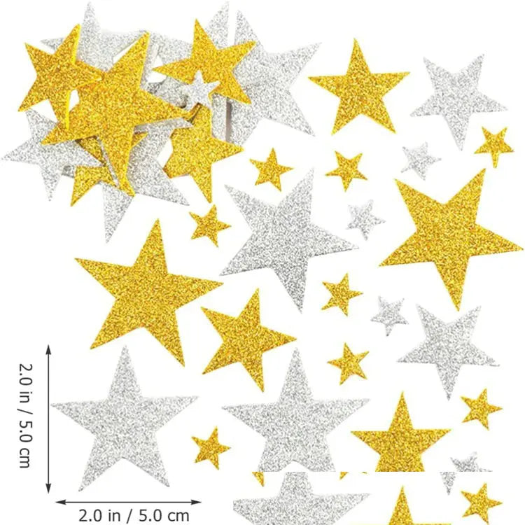 100PCS Star Foam Stickers Set Red Blue White July 4th Independence Day Holiday Craft Supplies for Fourth of July US Celebration