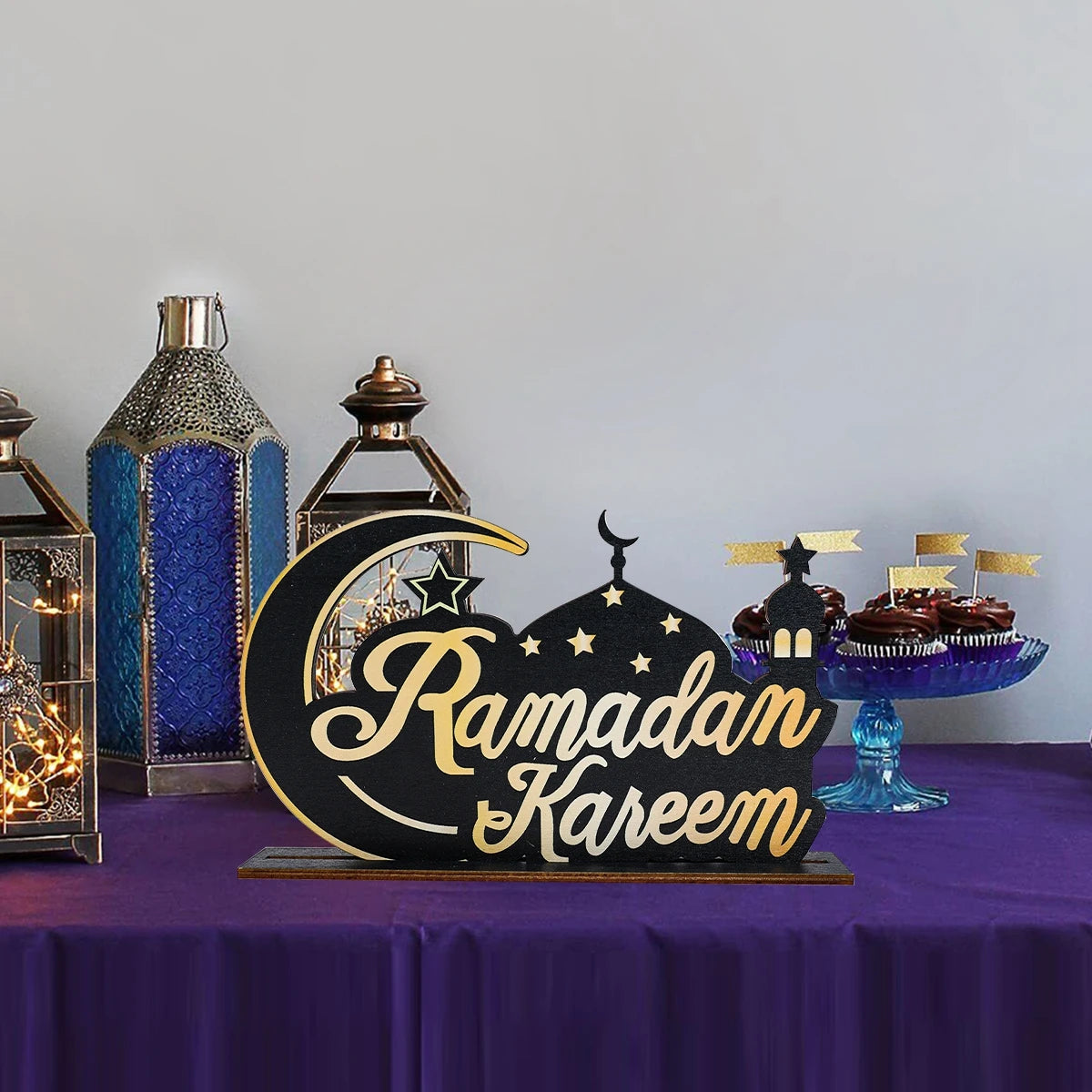 EID Mubarak Decoration Wooden Ornaments Ramadan Decoration 2025 For Home Ramadan Kareem Islamic Muslim Party Eid Al Adha Gifts