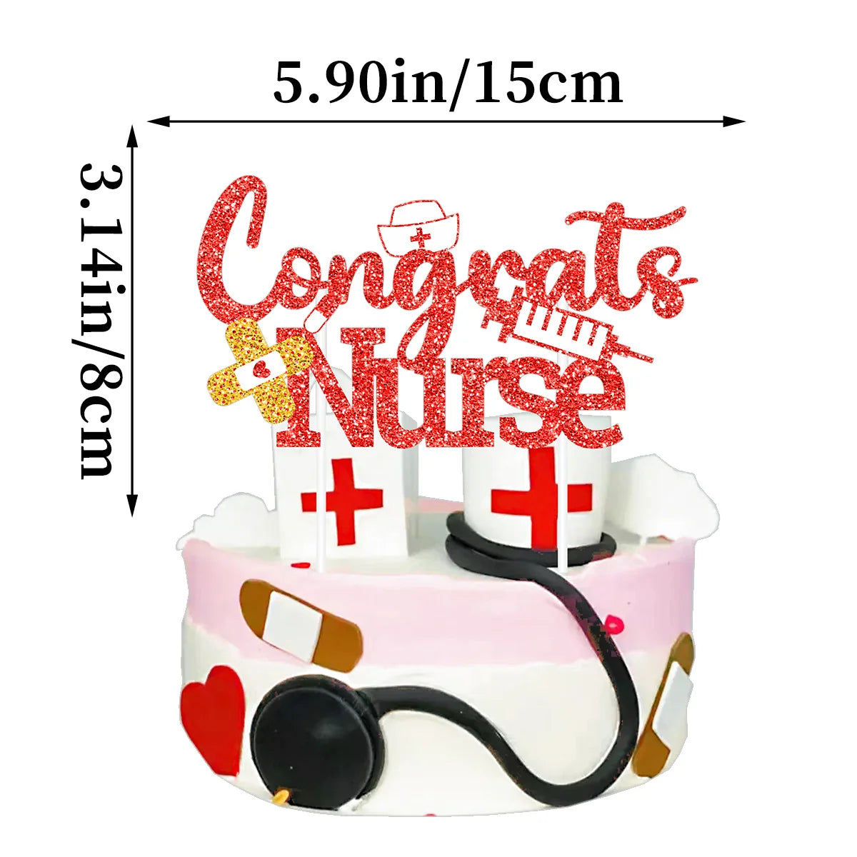 Doctor Nurse Graduation Theme CONGRATS Banners Cupcake Topper Balloon for Happy Nurse's Day Graduated Party Photo Props Decor