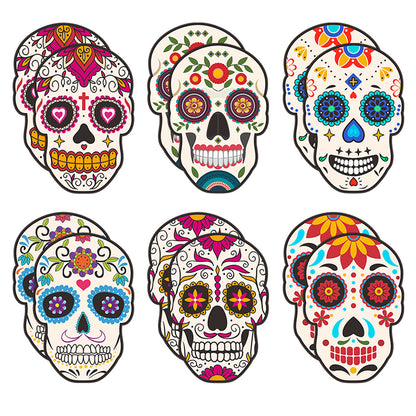 24Pcs Skull Disposable Paper Drinking Cocktail Juice Wine Straw Tableware for Mexican Day of The Dead Halloween Party Decoration