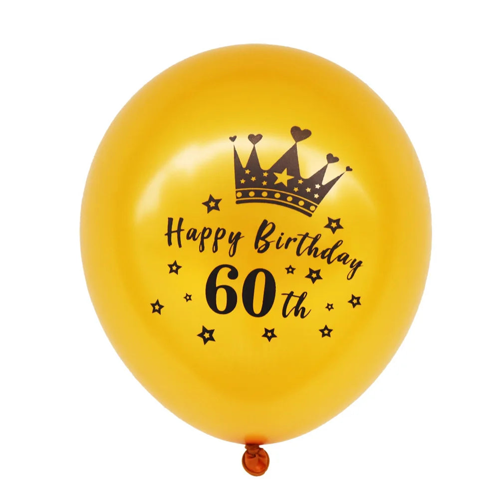 60 Years Birthday Party Decorations Happy 60th Birthday Paper Banner 12inch Latex Balloons 60th Birthday Party Hanging Supplies
