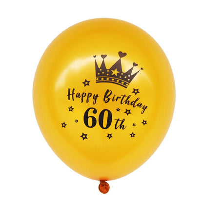 60 Years Birthday Party Decorations Happy 60th Birthday Paper Banner 12inch Latex Balloons 60th Birthday Party Hanging Supplies