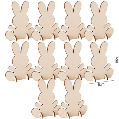 5/10/20Pcs Wooden Easter Rabbit Ornaments Kids Handmade DIY Painting Toy Gift Happy Easter Party Home Decoration Supplies 2025