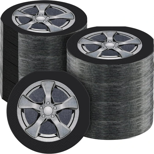 Tire Napkins Race Car Napkin Wheel Paper Napkin Car Party Decor Race Car Party Supplies for Birthday Baby Shower Birthday Party