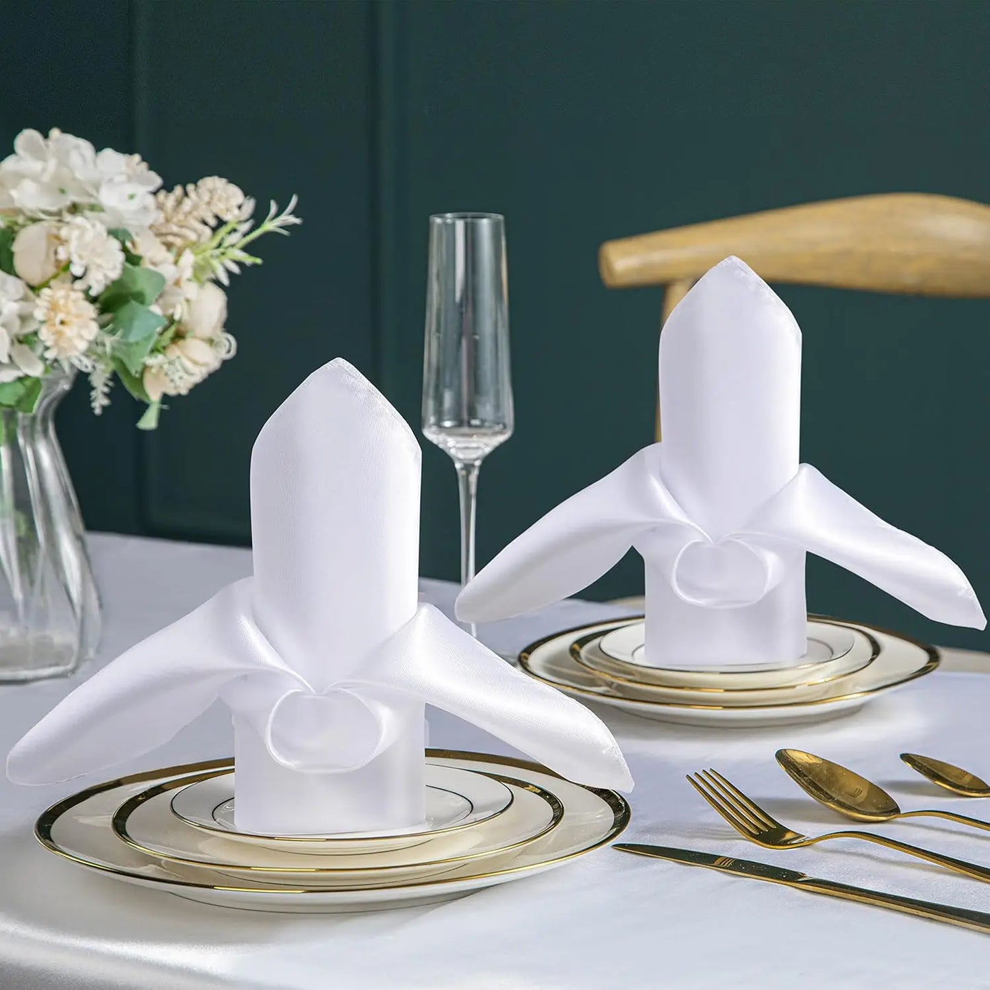 100PCS 30*30cm Satin Napkin Square Washable Soft Smooth Fabric Table Napkin for Wedding Banquet Party Hotel Restaurant Decor