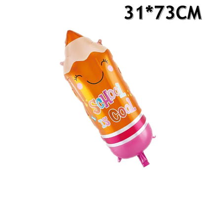 1PCS School Classroom Layout Decoration Balloon Stationery Cartoon Shape Aluminum Film Balloon Bag Pencil Balloon