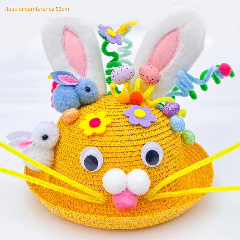 Easter Hat DIY Rabbit Chicken Kindergarten Handmade Material Kit Kids Matching Performance and Catwalk Activity