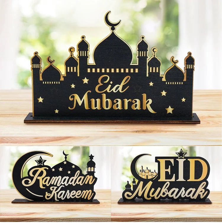 EID Mubarak Decoration Wooden Ornaments Ramadan Decoration 2025 For Home Ramadan Kareem Islamic Muslim Party Eid Al Adha Gifts