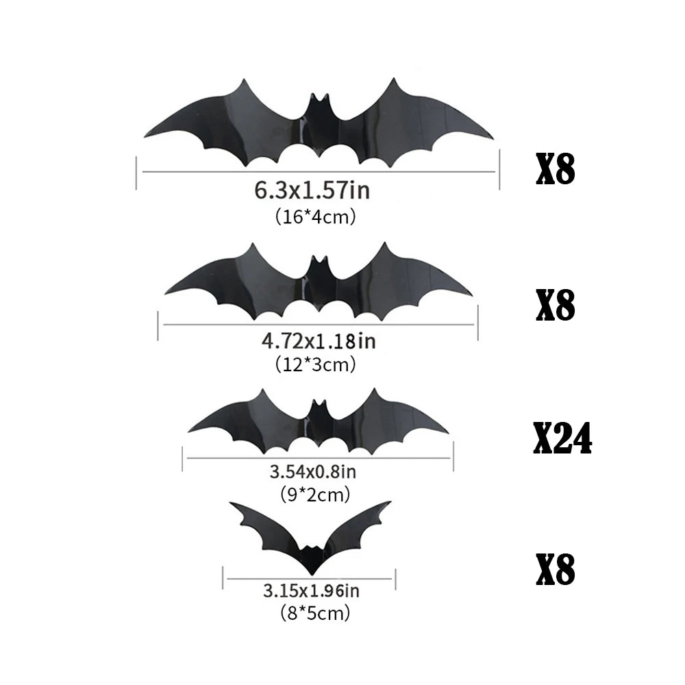 2023 Halloween Home Decoration 3D PVC Bats Wall Stickers Window Decor Yard Sign Outdoor Lawn Spooky Party Room Decor Supplies