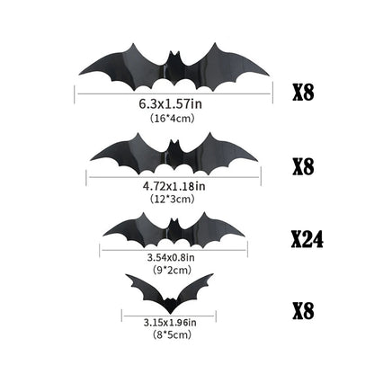 2023 Halloween Home Decoration 3D PVC Bats Wall Stickers Window Decor Yard Sign Outdoor Lawn Spooky Party Room Decor Supplies