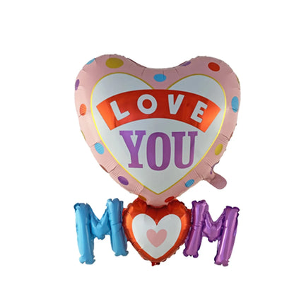 1set 3D Stand Pedestal Love Mom Heart Foil Balloons Base Floriation Mother's Day Balloon Best Mom Mother's Day Party Decorations