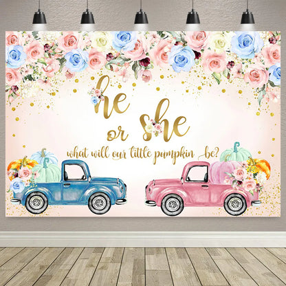 Boy Or Girl Gender Reveal Decorations Blue Or Pink Polka Dot Balloons Party Backdrop Gender Reveal Background Banner Supplies