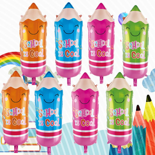 4/8pcs 73cm Back To School Pencil Foil Balloons Back To School Decoration Classroom Decor