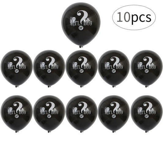 10pcs 10inch Latex Balloons Black He Or She Gender Reveal Decor Globos Helium Air Balls Baby Shower Birthday Party  Decorate