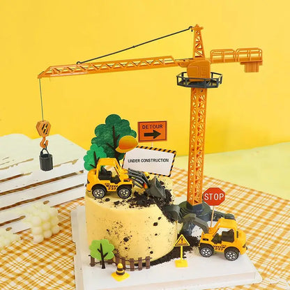 Excavator Car Crane Tractor Birthday Cake Topper Construction Party Decor Boy Kid Baby Shower 1st Birthday Party Cake Baking Kit