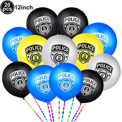 5th Birthday Police Party Blue Car Helicopter Foil Balloons for Boys Baby Shower Police Birthday Party Decoration