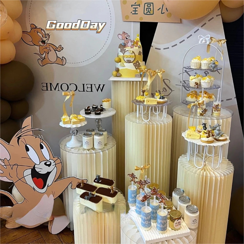 Paper Folding Cylinder Wedding Ramadan Decoration Birthday Anniversary DIY Party Supplies Baby Shower Dessert Table Cake Stand