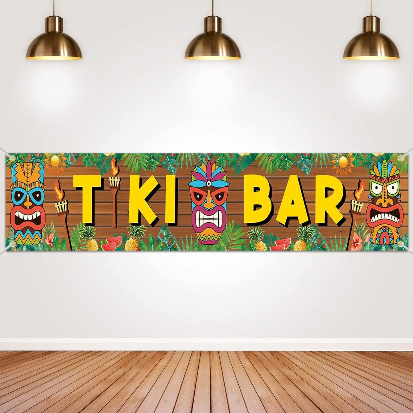 Aloha Tiki Bar Banner Decoration Hawaiian Luau Yard Sign Outdoor Party Backdrop