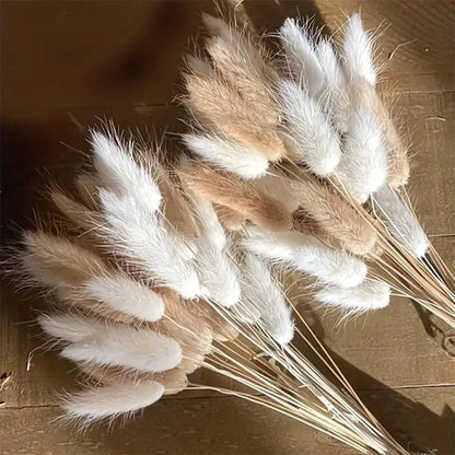 165PCS Pampas Grass Dried Flowers Boho Farmhouse Country Wedding Home Room Decor Bouquet Bunny Tail Grass DIY Artificial Flowers