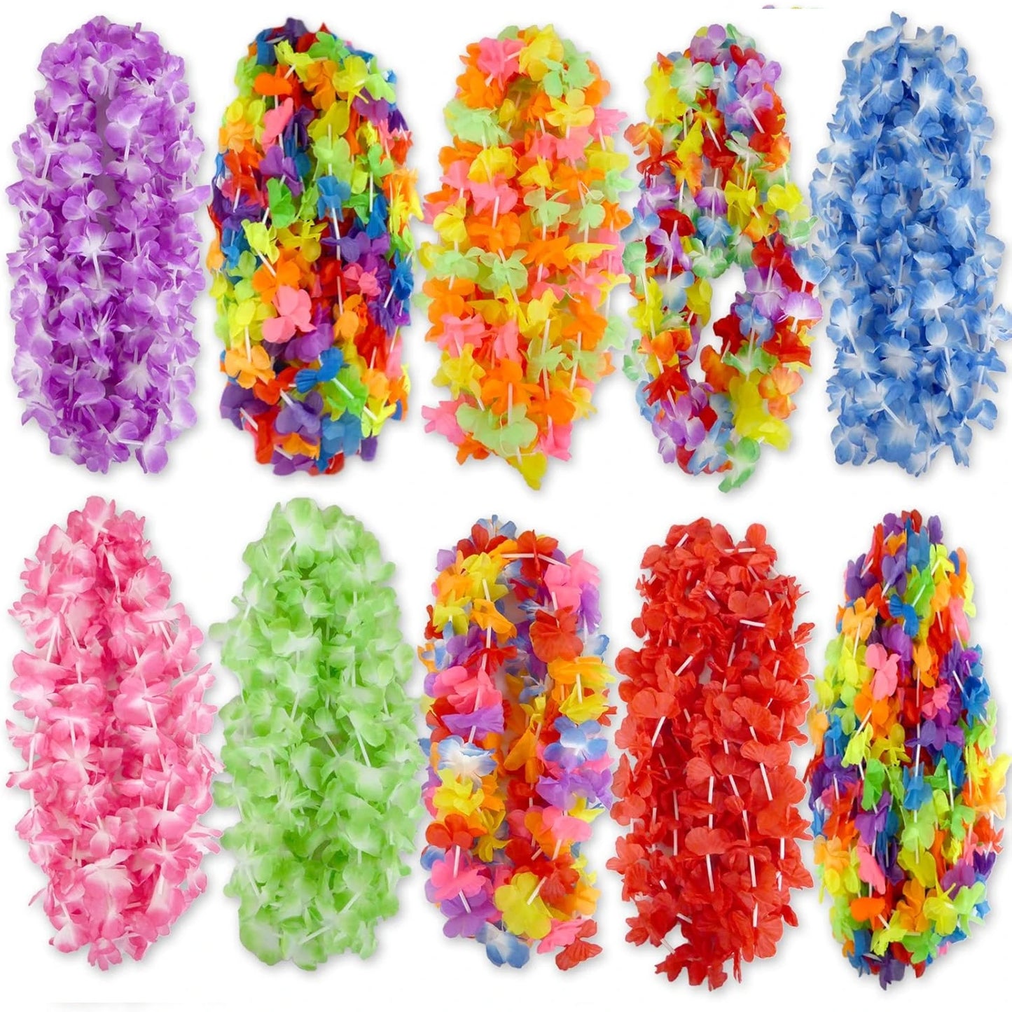 24/120pcs Hawaiian Artificial Flower Wreath Necklace Hawaii Theme Party Garland Summer Beach Wedding Birthday Party Decor
