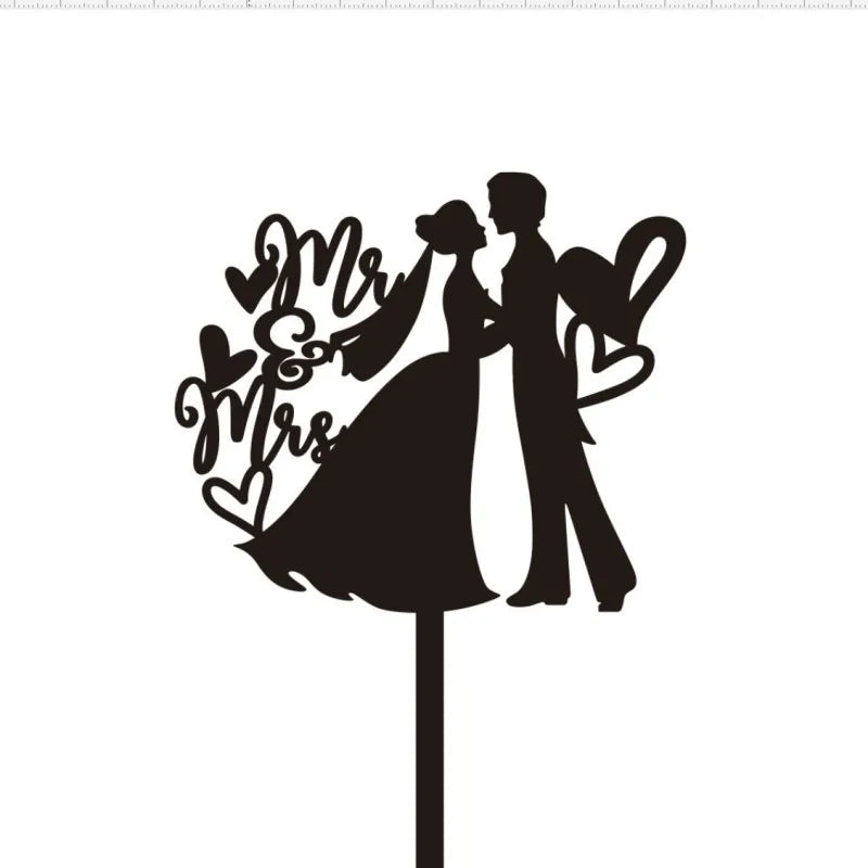 MR MRS Cake Topper Acrylic Black Wedding Cake Topper Decorations Mariage Baking Tools Party Supplies
