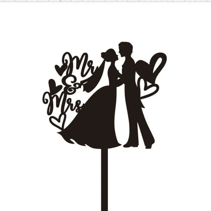 MR MRS Cake Topper Acrylic Black Wedding Cake Topper Decorations Mariage Baking Tools Party Supplies