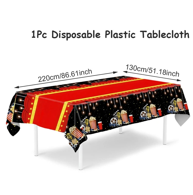Movie Night Party Decoration Movie Party Disposable Plates Napkins Cups Tablecloth Happy Movie Night Theme Birthday Party Decor