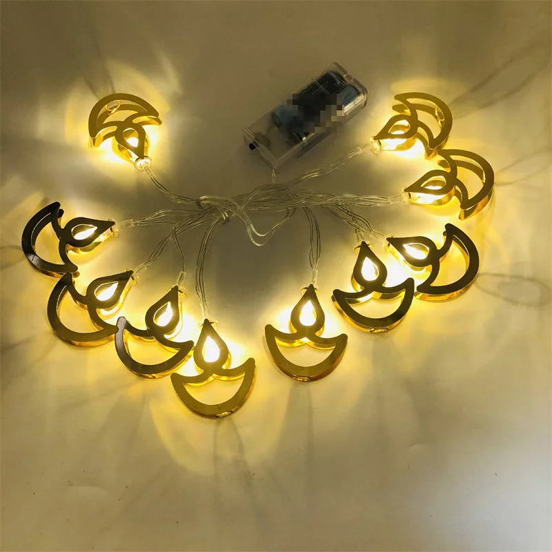 Mini LED String Light Gold AUM OM Lakshmi Ganesha String Light for Deepavali Diwali Party Decoration Festival Golden String Lamp
