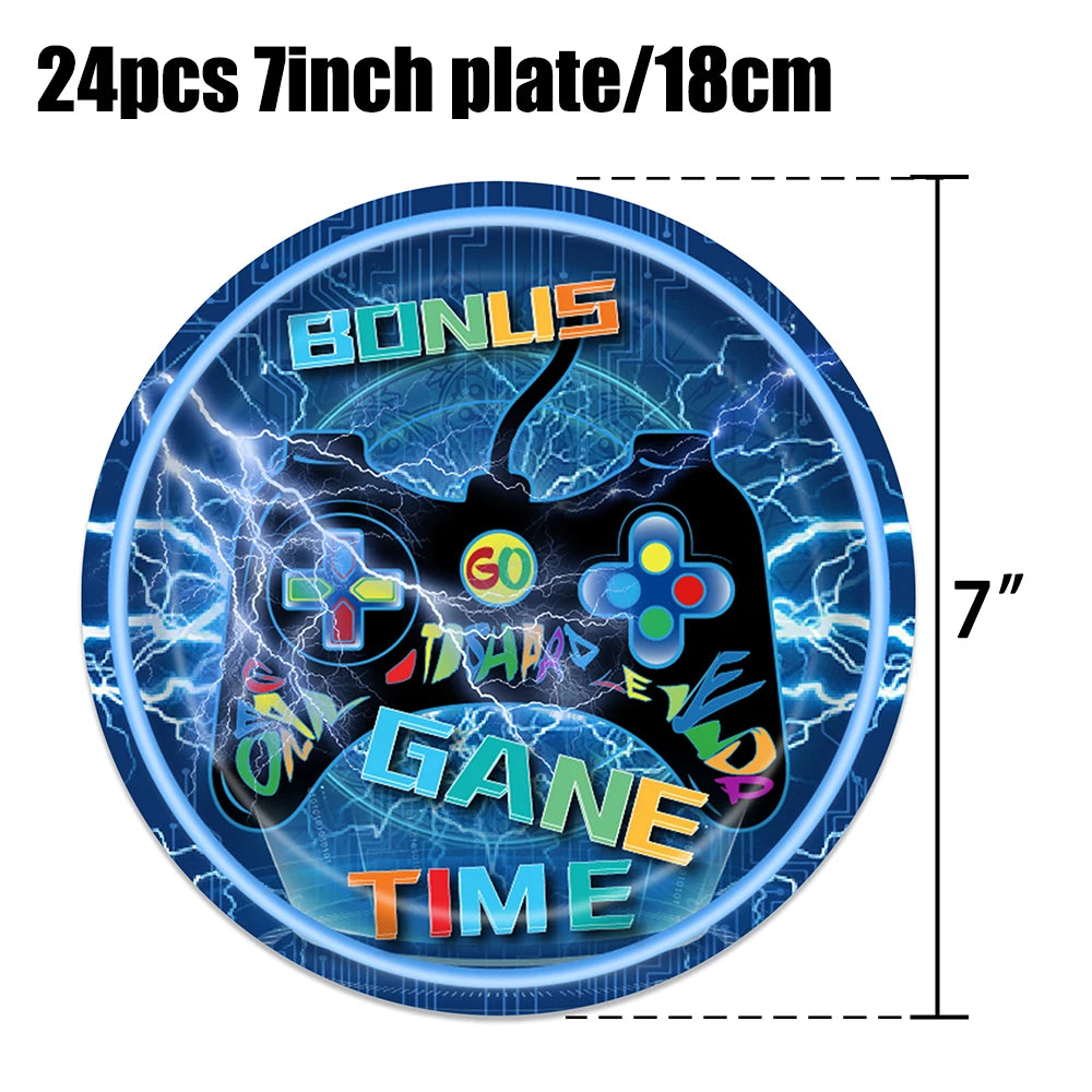 Video Game Birthday Party Decoration Video Game Happy Birthday Paper Plates Cups Napinks Tablecloth Background Balloons Supplies