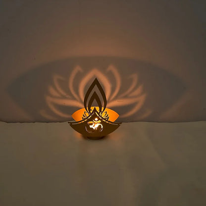 1pc Happy Diwali Candlestick Gold Iron Candle Holder for Diwali Festival Party Home Table Decoration