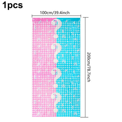 Gender Reveal Party Supplies Oh Baby Boy or Girl Banner Ceiling Hanging Decor Backdrop Pink Blue Tassel Baby Shower Decoration