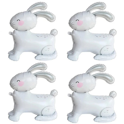 4pcs 4D Standing Rabbit Balloon Cute Cartoon Animal Foil Ballon Wedding Happy Birthday Party Decoration Kids Toys Baby Shower