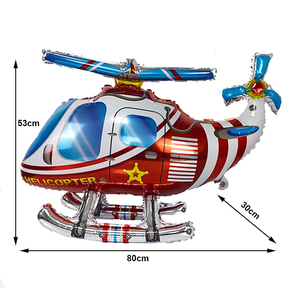 5th Birthday Police Party Blue Car Helicopter Foil Balloons for Boys Baby Shower Police Birthday Party Decoration