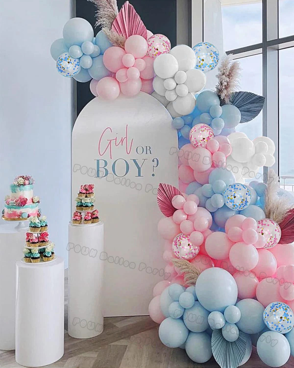 Birthday Party Ballon Garland Arch Kit Gender Reveal Balloons Maca Blue Pink Baloon Latex Boy Or Girl Baby Shower Decorations