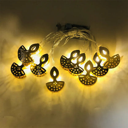 Mini LED String Light Gold AUM OM Lakshmi Ganesha String Light for Deepavali Diwali Party Decoration Festival Golden String Lamp
