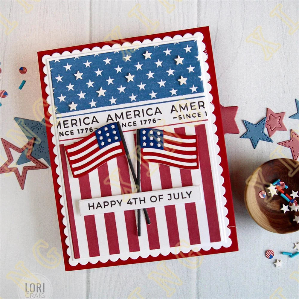 Since 1776 Happy 4th of July New Cutting Dies And Stamps Scrapbook Diary Decoration Stencil Embossing Template DIY Greeting Card
