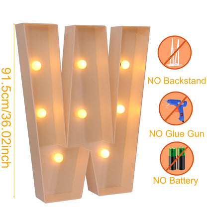 91.5CM Giant Letter Led Light Frame Box Baby Shower Christmas 1st Birthday Wedding Party Decor DIY Name Balloon Filling Box
