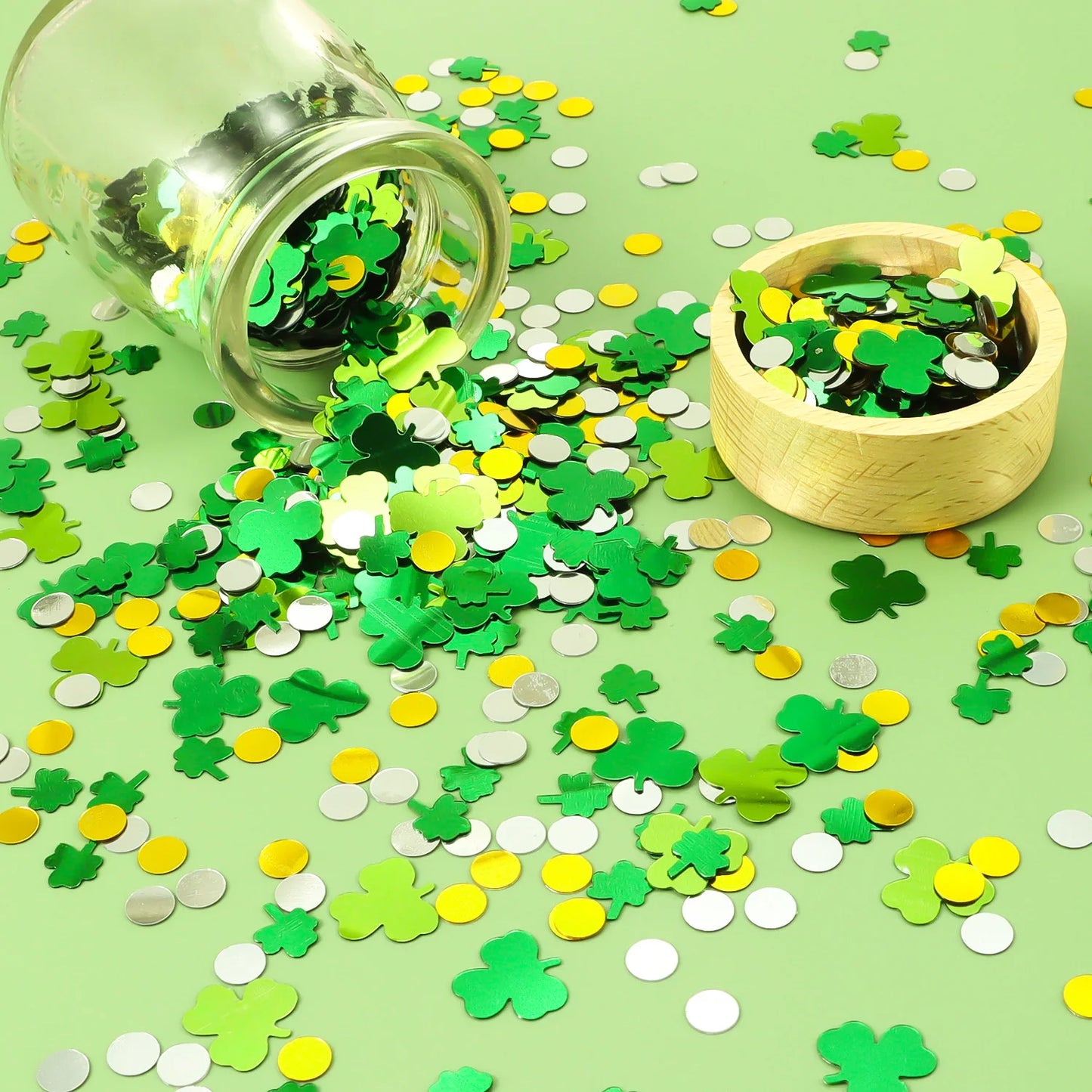 15g/30g St Patricks Day Table Decoration Sequins PVC Green Shamrock Confetti for Irish Festival Holiday Party Home Decoration